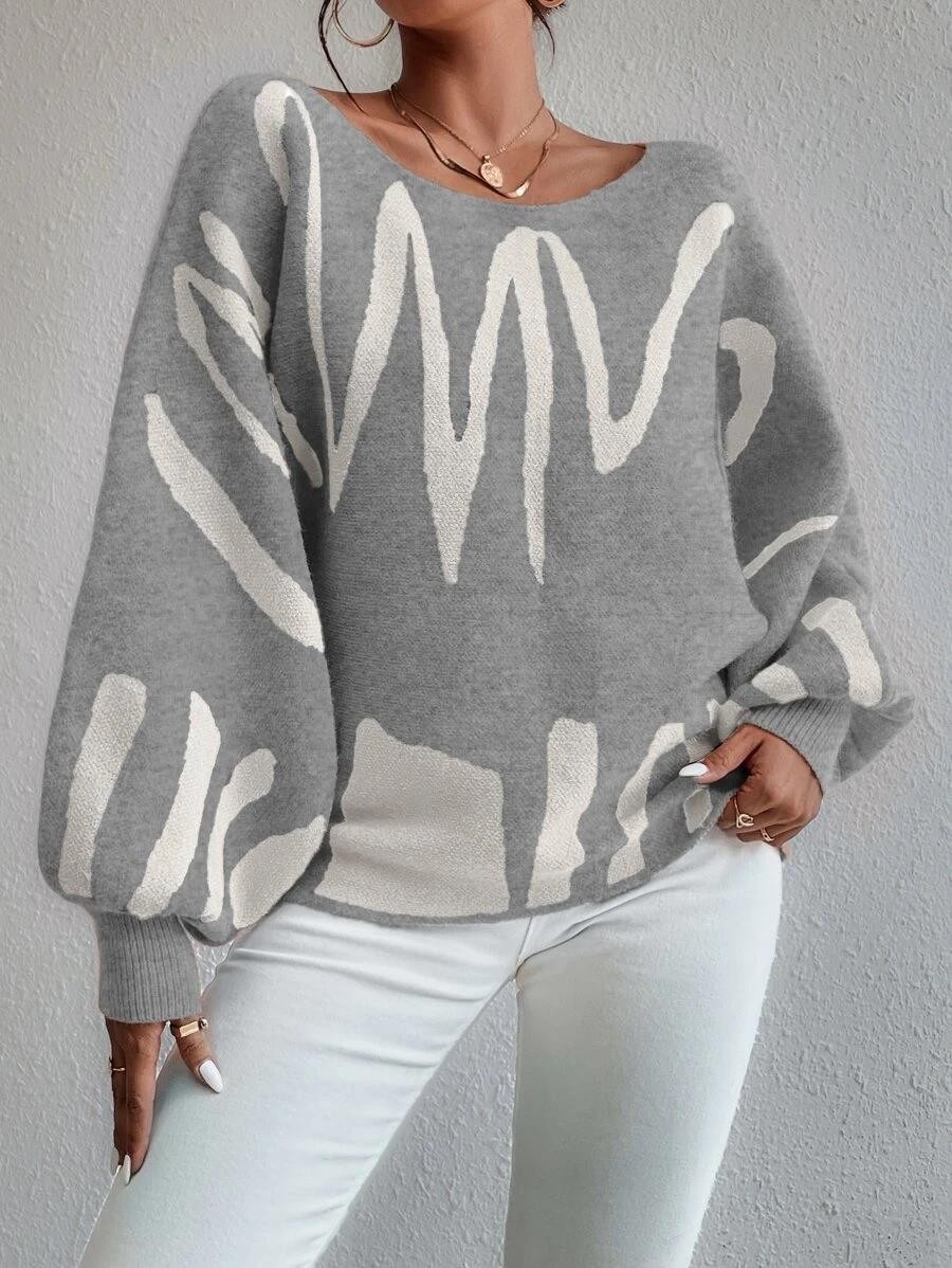 Suéter de manga farol con estampado de moda para mujer