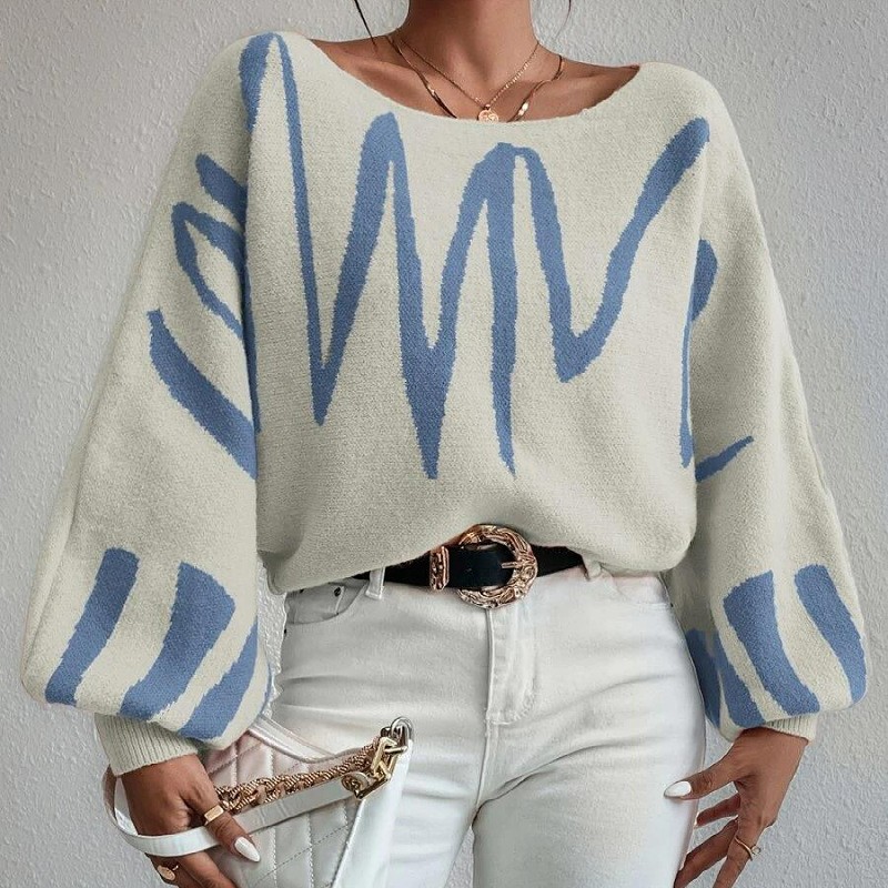 Suéter de manga farol con estampado de moda para mujer