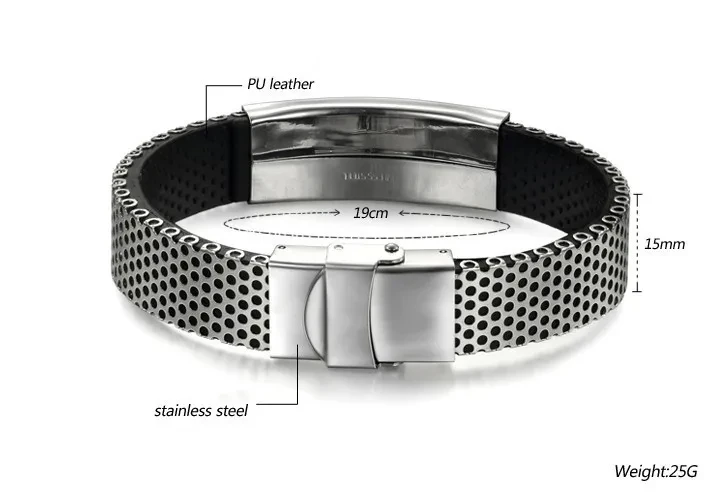 Pulsera de cuero de titanio para hombre