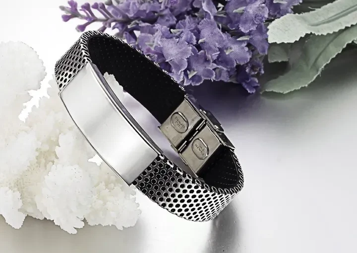 Pulsera de cuero de titanio para hombre