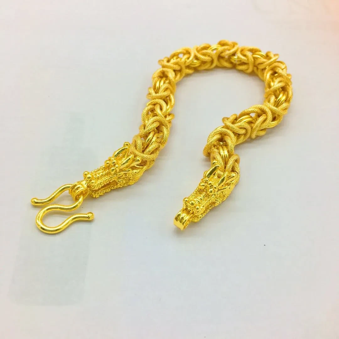 Pulsera de oro para hombre, chapada en oro de 24 quilates, pulsera de joyería de imitación.