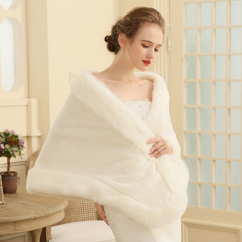 Chal de piel para novia, talla grande, accesorio de boda para mujer, invierno