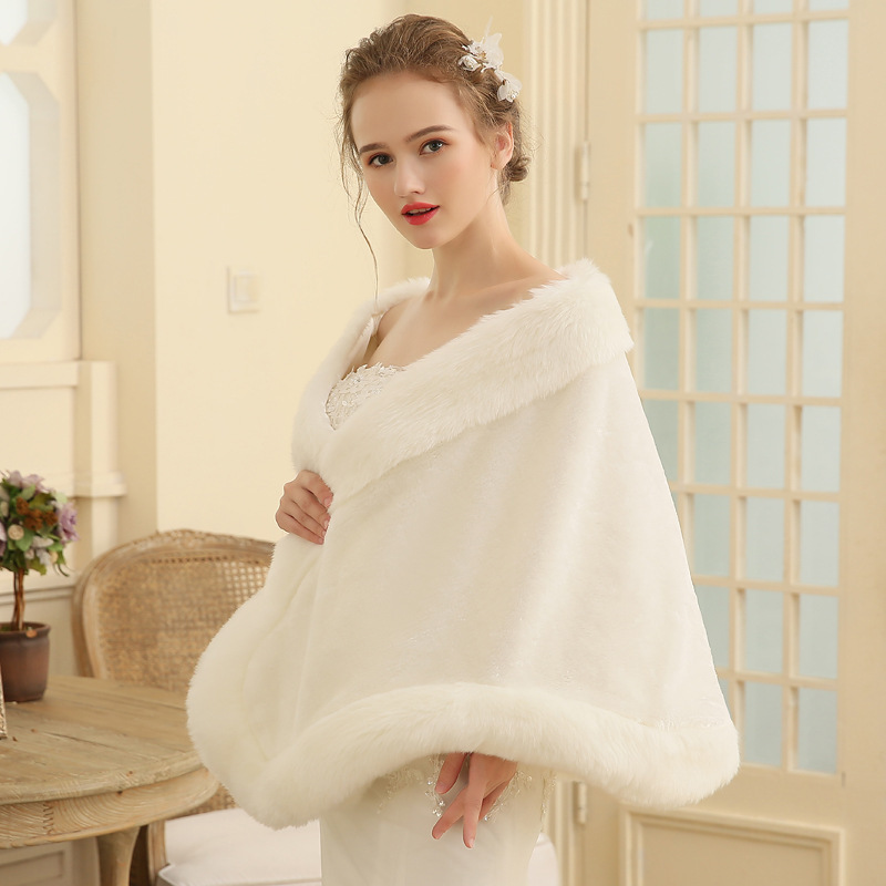Chal de piel para novia, talla grande, accesorio de boda para mujer, invierno