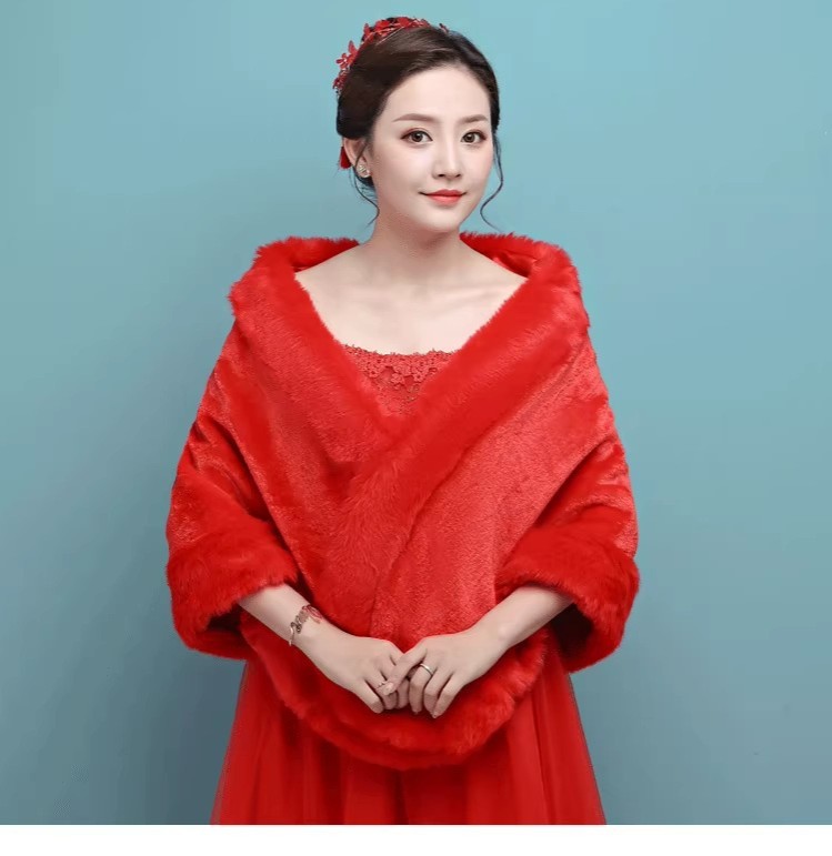 Chal de piel para novia, talla grande, accesorio de boda para mujer, invierno