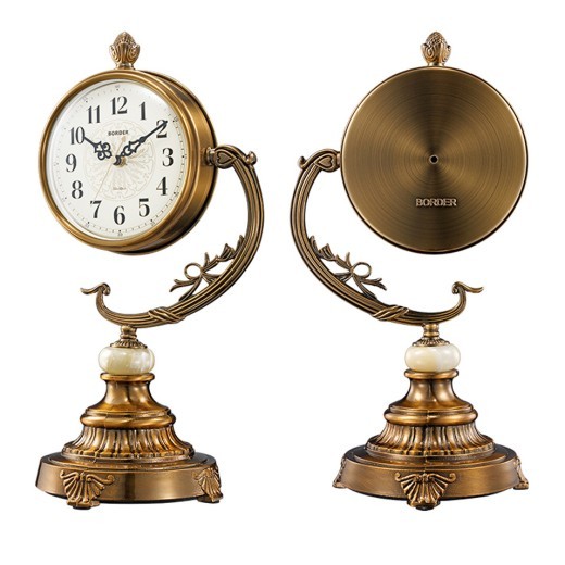 Reloj de escritorio de estilo europeo para sala de estar, grande, chapado en cobre, con adornos, para escritorio, para sentarse