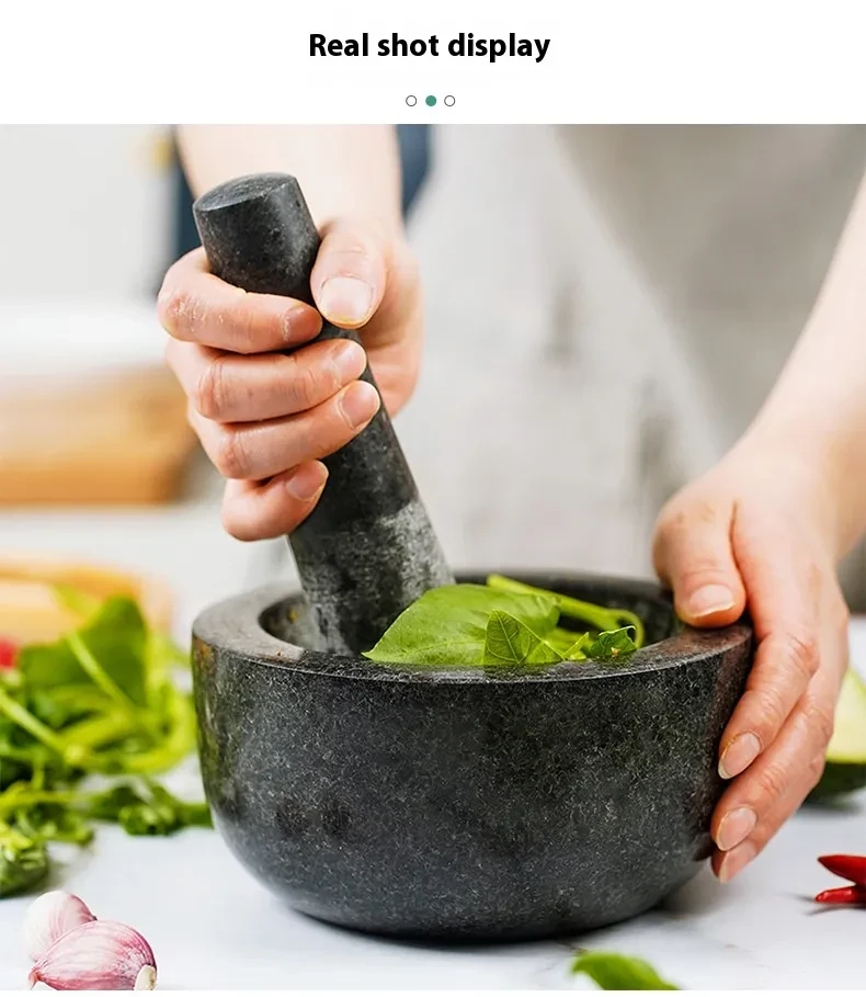 Mortero de piedra, molinillo de mármol vintage para cocina y hogar