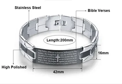 Pulsera de acero inoxidable con cruz