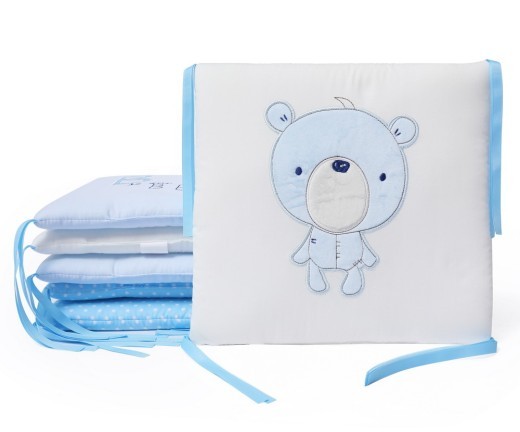 Valla para cama de bebé con diseño de oso BB azul