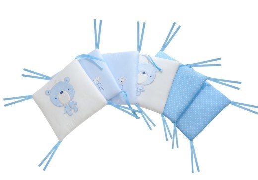 Valla para cama de bebé con diseño de oso BB azul