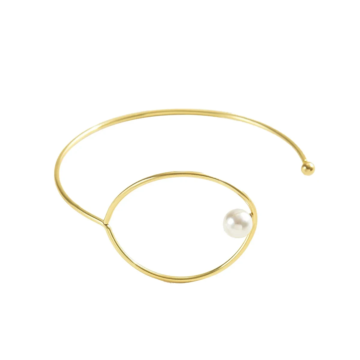 Brazalete geométrico redondo con incrustaciones de nicho para mujer