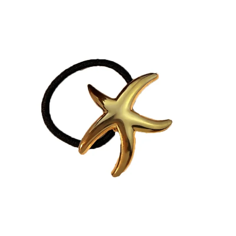 Anillo de pelo sencillo de acero inoxidable con forma de estrella de mar