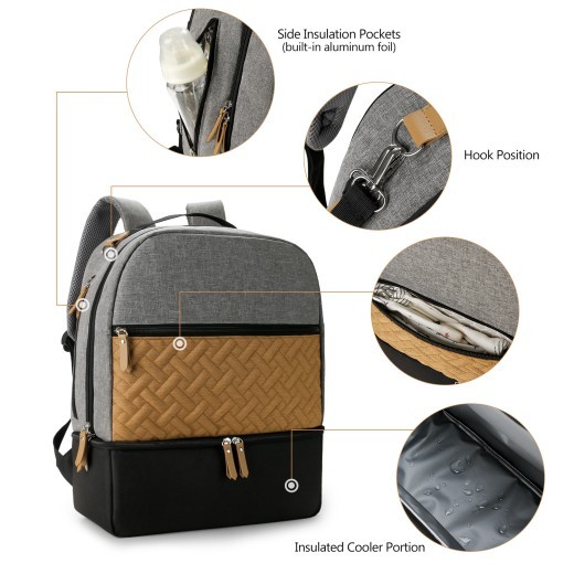Mochila aislante para viajes de madres e hijos, para comer al aire libre, suplemento alimenticio para bebés y mantener la frescura.