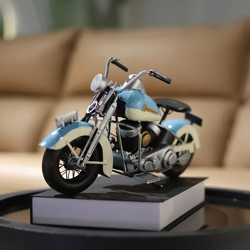 Maqueta de motocicleta de hierro artesanal: decoración de escritorio de inspiración vintage para sala de estar y oficina