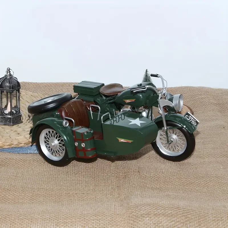 Modelo de motocicleta militar vintage - 37,85 cm, coleccionable, fabricado en hierro