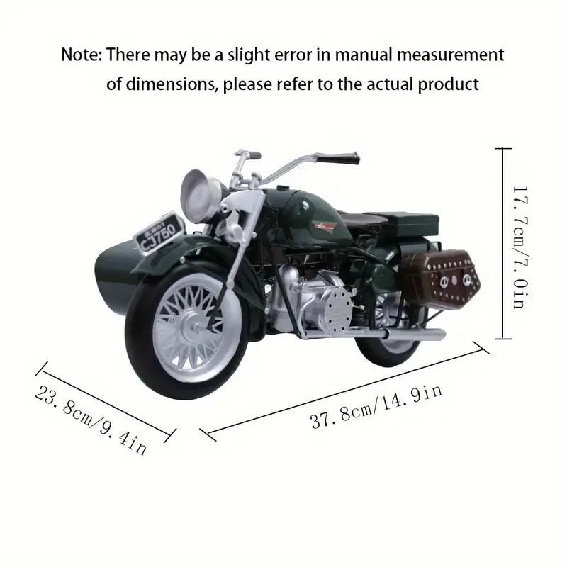 Modelo de motocicleta militar vintage - 37,85 cm, coleccionable, fabricado en hierro