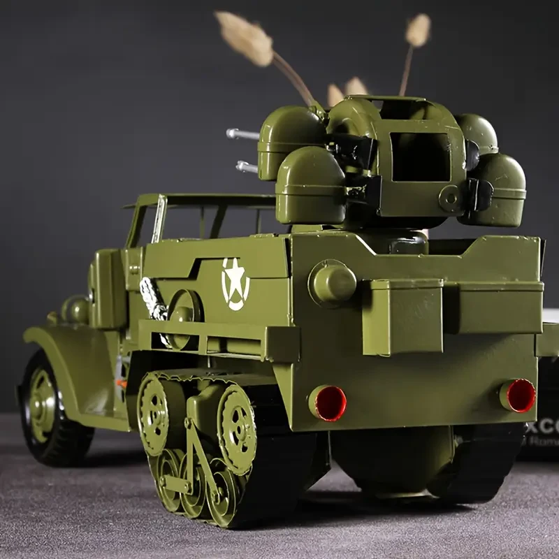 Kit de modelo de vehículo blindado militar vintage fundido a presión, coleccionable de hierro hecho a mano