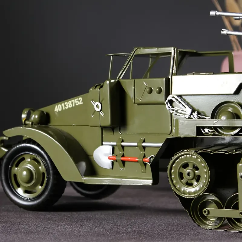 Kit de modelo de vehículo blindado militar vintage fundido a presión, coleccionable de hierro hecho a mano