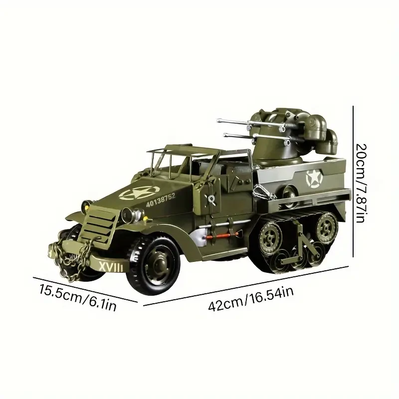 Kit de modelo de vehículo blindado militar vintage fundido a presión, coleccionable de hierro hecho a mano