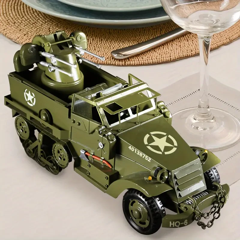 Kit de modelo de vehículo blindado militar vintage fundido a presión, coleccionable de hierro hecho a mano