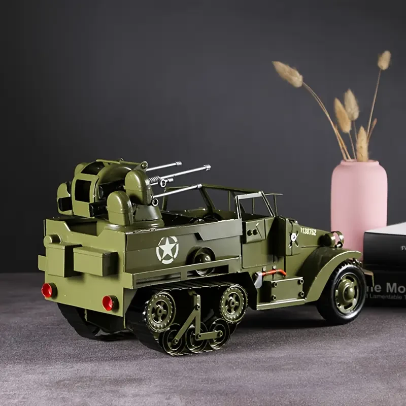 Kit de modelo de vehículo blindado militar vintage fundido a presión, coleccionable de hierro hecho a mano