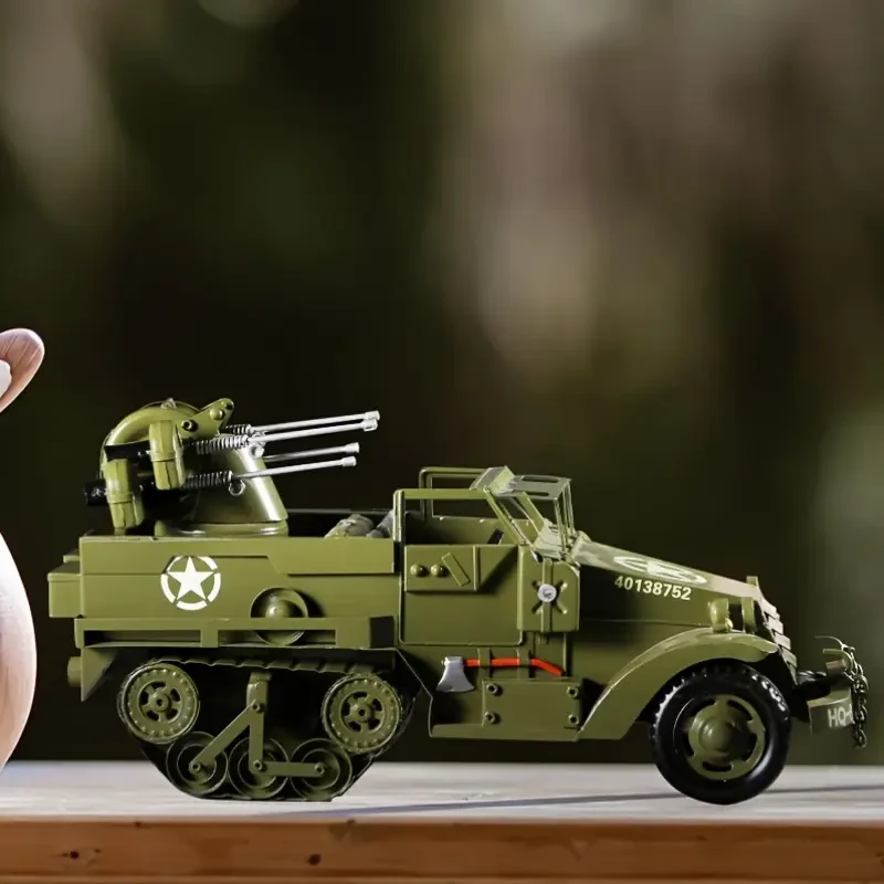 Kit de modelo de vehículo blindado militar vintage fundido a presión, coleccionable de hierro hecho a mano