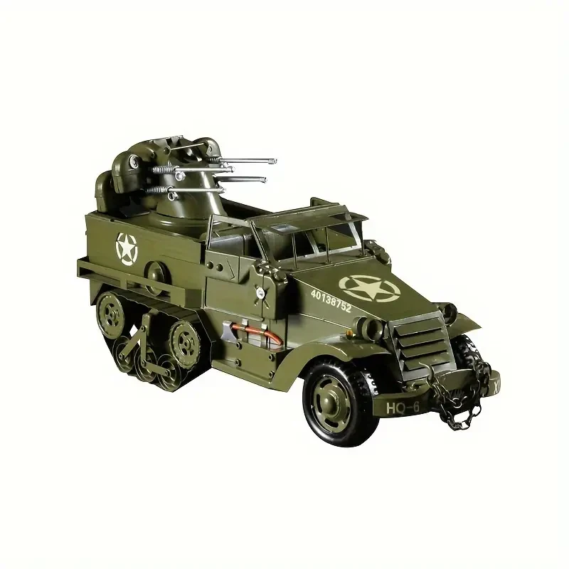 Kit de modelo de vehículo blindado militar vintage fundido a presión, coleccionable de hierro hecho a mano