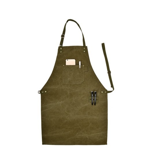 Delantal de lona gruesa para peluquería, panadería, cafetería y jardinería.