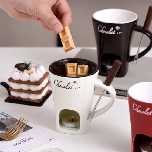 Juego de tazas para fondue, miniollas personales para fondue, kit para hacer fondue de chocolate, queso, helado, taza individual para derretir mantequilla, calentador pequeño, utensilios de cocina