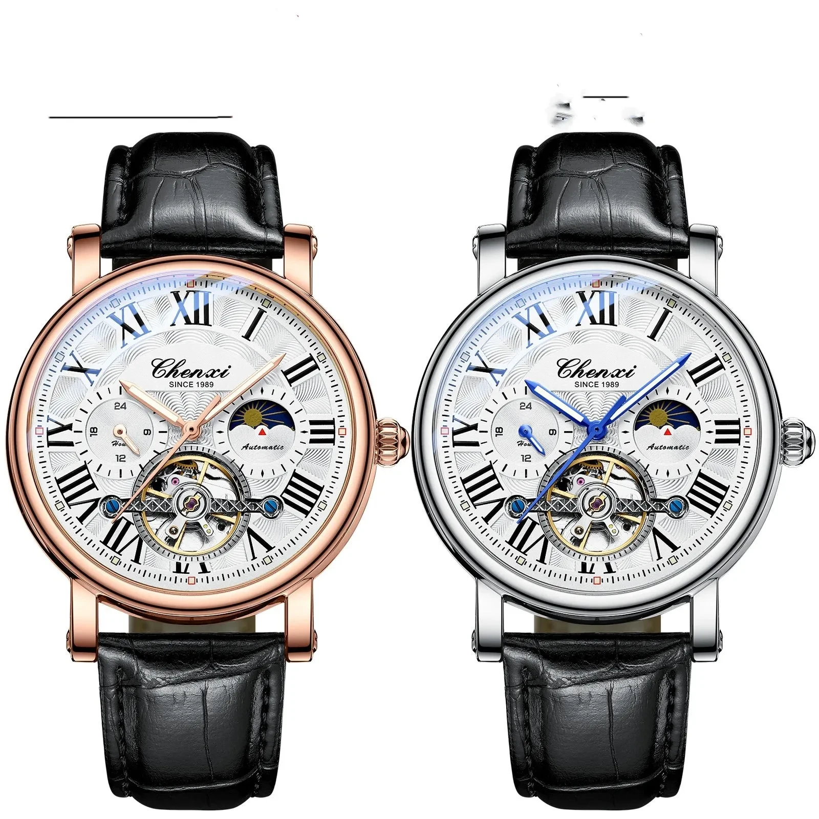 Reloj mecánico automático de alta gama para hombre, con volante hueco, luminoso y resistente al agua.