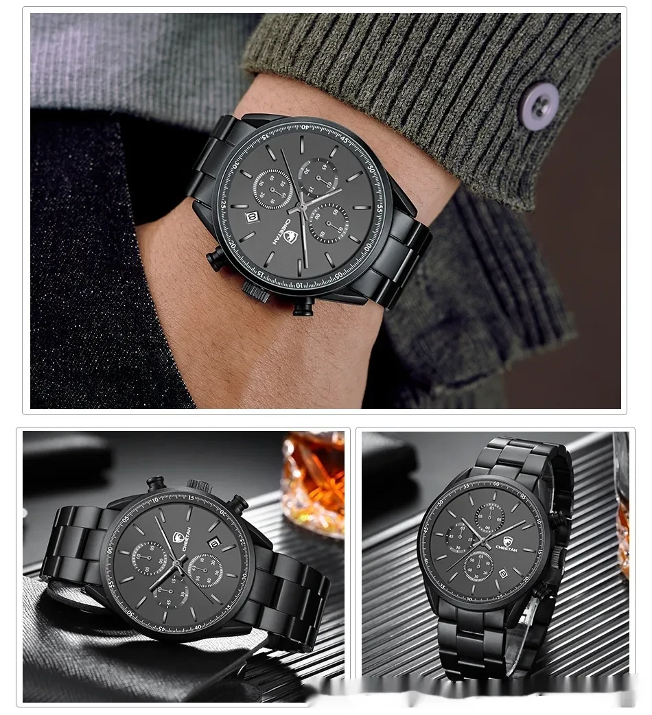 Reloj de cuarzo multifuncional para hombre, resistente al agua y de negocios.