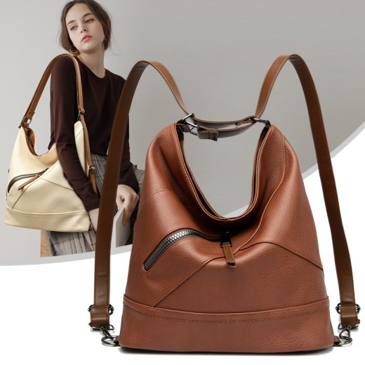 Bolso de hombro de cuero suave de moda para mujer de gran capacidad