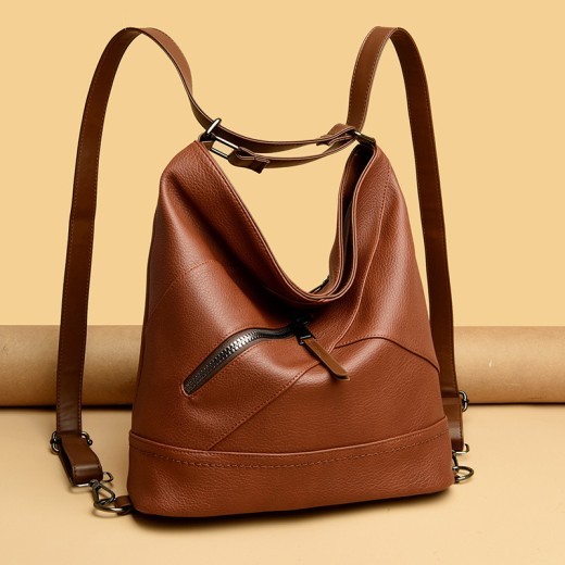 Bolso de hombro de cuero suave de moda para mujer de gran capacidad