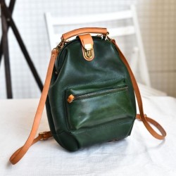 Nueva mochila juvenil de cuero retro artístico de primera capa de piel de vaca hecha a mano