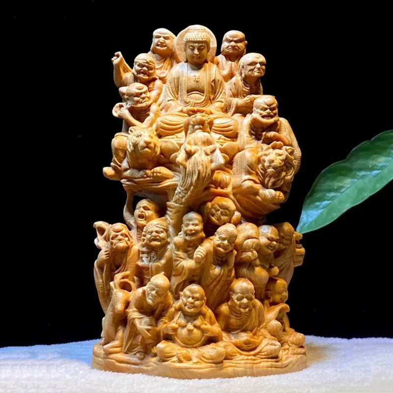 Talla de madera de tuya: 18 estatuas de Buda Arhat