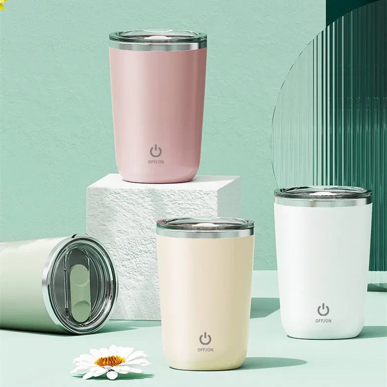 Taza automática de 350 ml con agitación automática, taza para mezclar café, leche y jugo, taza eléctrica de acero inoxidable con rotación lenta, taza con agitación magnética, utensilios de cocina