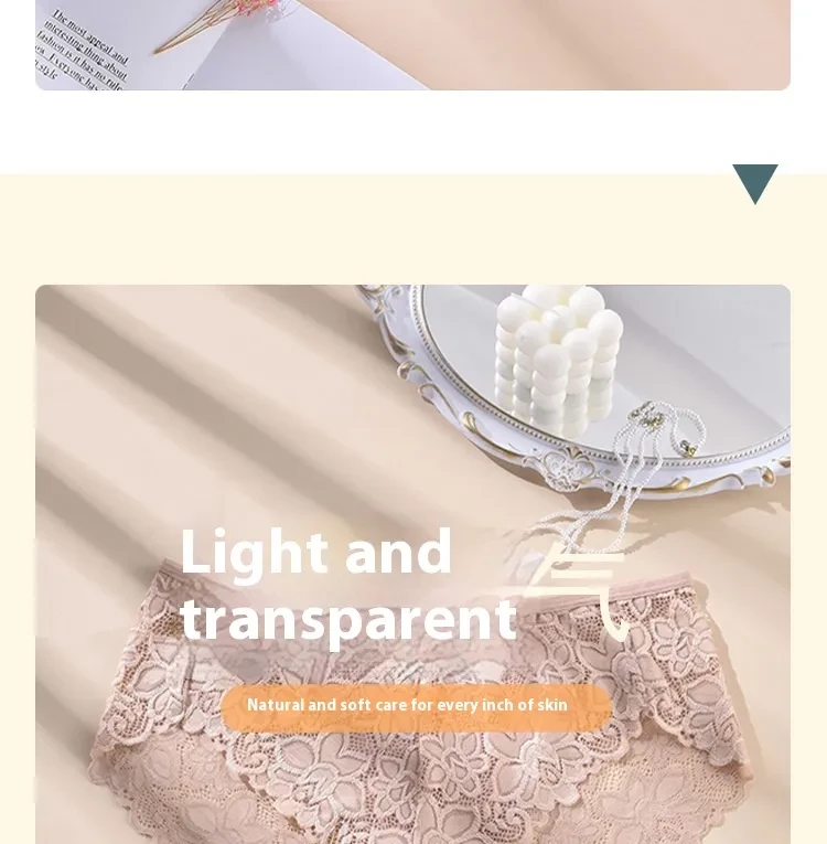 Braguitas de encaje ultrafinas y elásticas de talla grande para mujer, ropa interior sin costuras