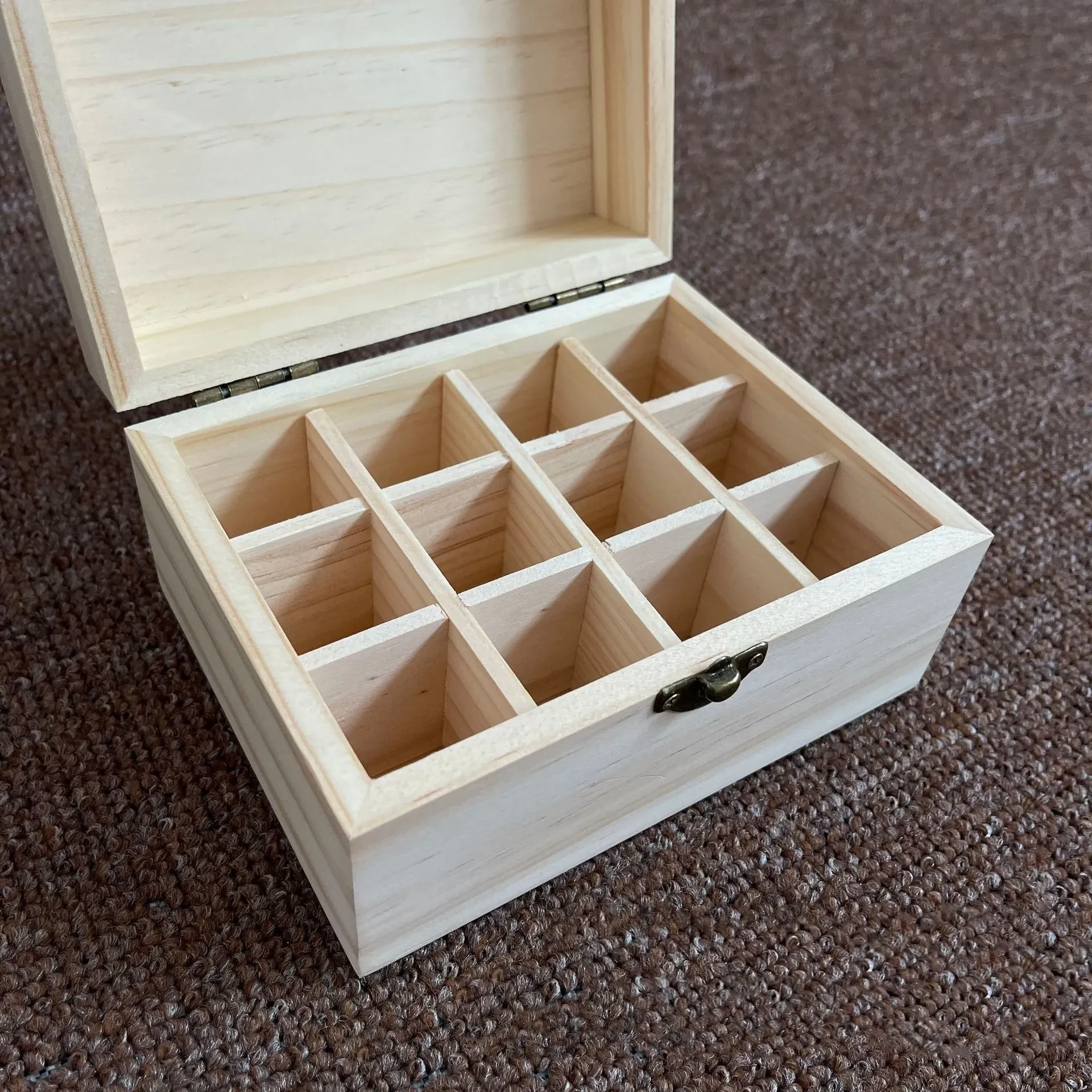 Bolsa de madera cuadrada de pino para almacenar aceites esenciales personalizada