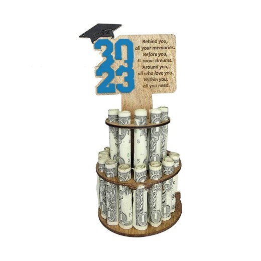 Clip de dinero de madera para graduación. Manualidades para regalos de graduación.