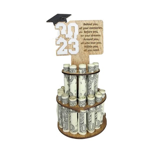 Clip de dinero de madera para graduación. Manualidades para regalos de graduación.