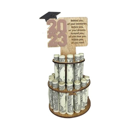 Clip de dinero de madera para graduación. Manualidades para regalos de graduación.
