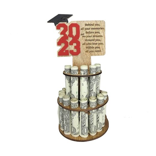 Clip de dinero de madera para graduación. Manualidades para regalos de graduación.