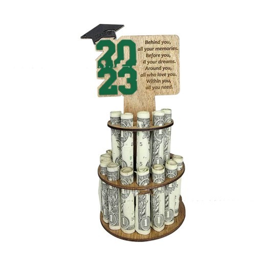 Clip de dinero de madera para graduación. Manualidades para regalos de graduación.