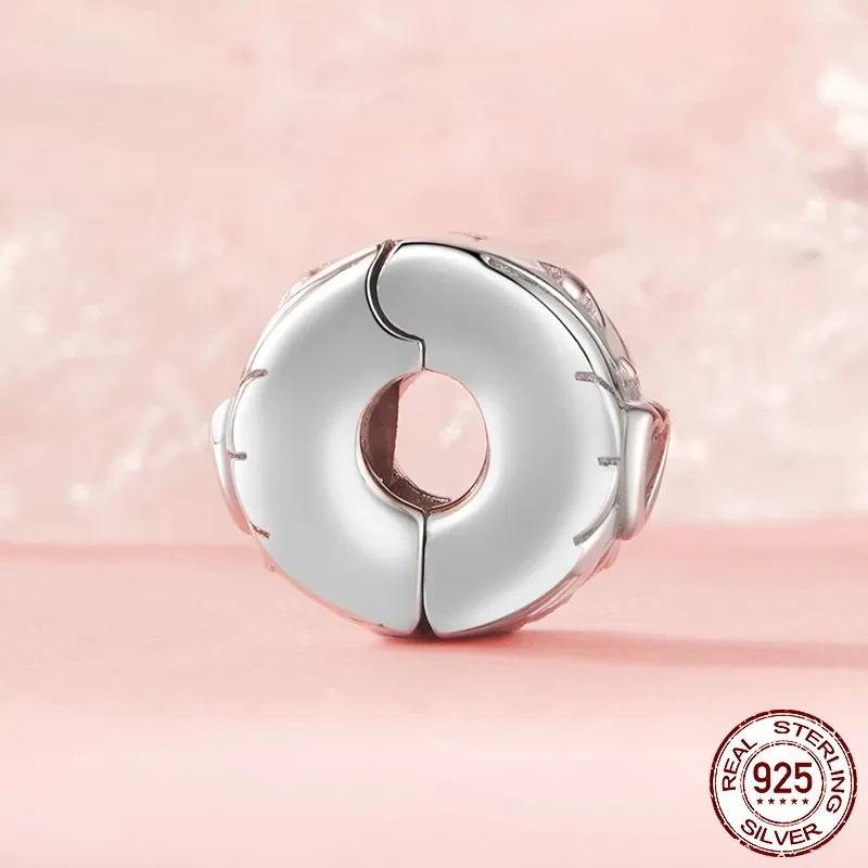 Hebilla de presión de silicona Love Love, sencilla y combinable, con botón de posicionamiento en plata de ley S925.