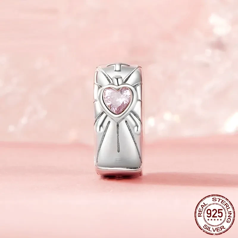 Hebilla de presión de silicona Love Love, sencilla y combinable, con botón de posicionamiento en plata de ley S925.
