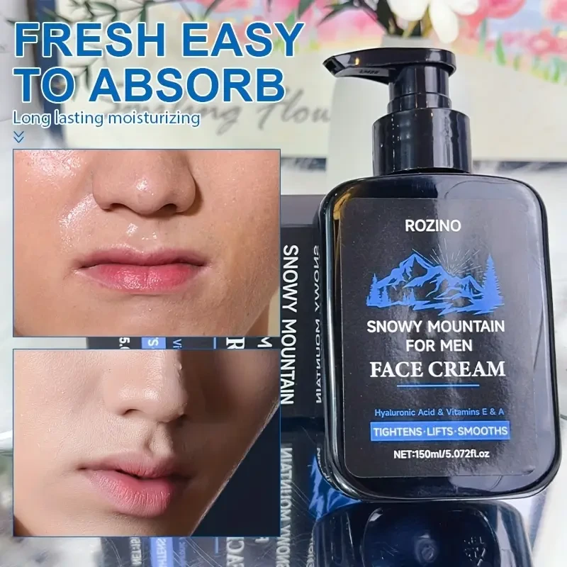 Set de cuidado de la piel para hombre. Contiene limpiador de barro volcánico, fuerte absorción, espuma rica, limpieza profunda, crema Snow Mountain, ingredientes suaves, un toque de absorción, hidratante, cuidado de la piel, dejándola más suave y delicada