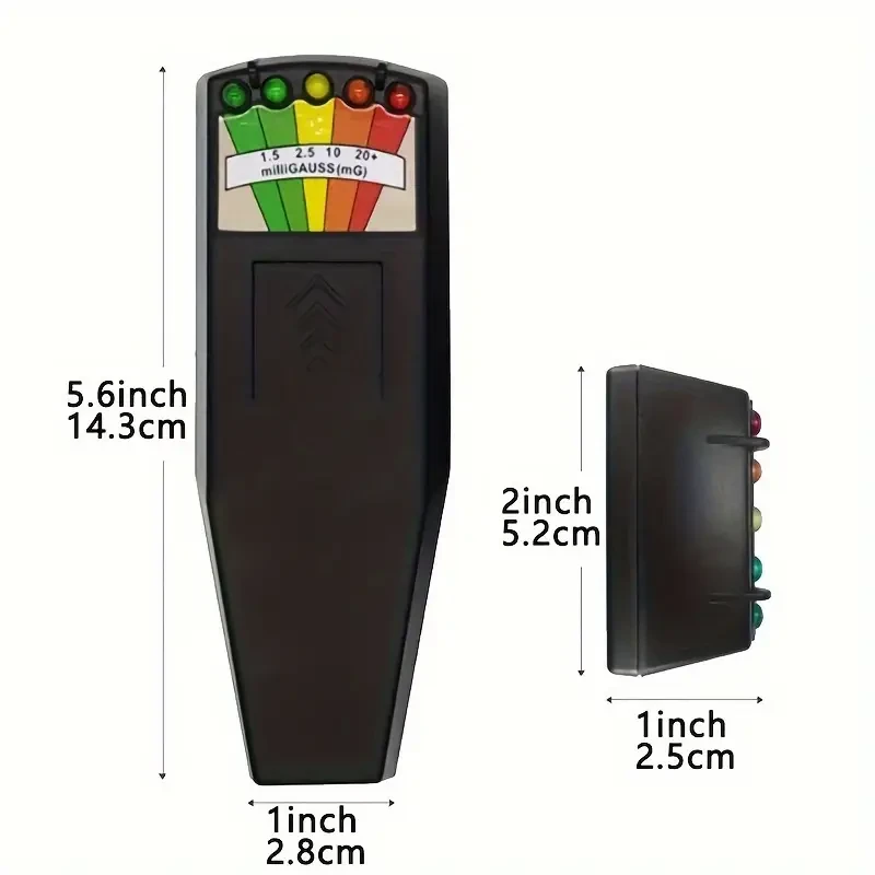 Detector EMF portátil K2: medidor de Gauss de 5 LED con indicadores multicolor de fácil lectura, funciona con pilas, compacto y duradero para investigación paranormal y seguridad en el hogar, color blanco y negro.