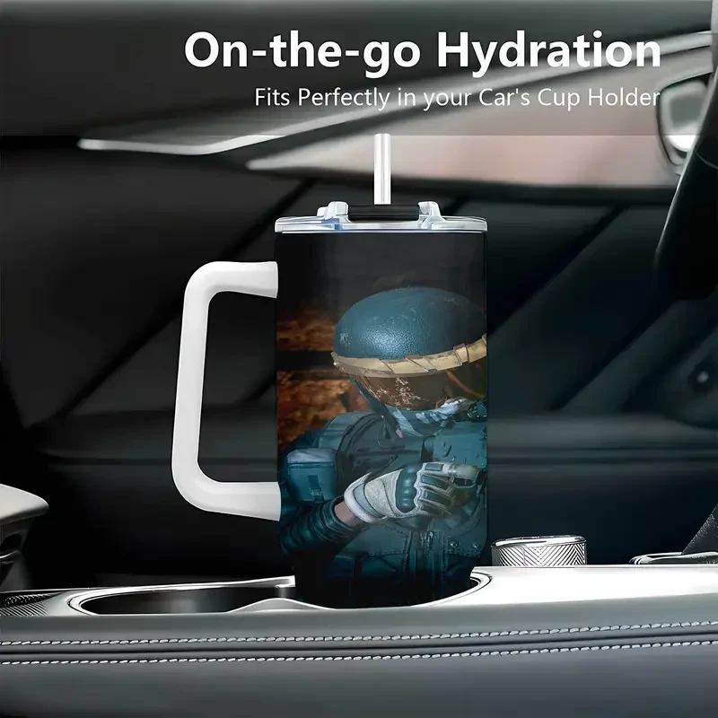 Botella de agua grande de acero inoxidable de 1,2 litros de Playerunknown's Battlegrounds, recipientes resistentes, vasos, artículos de verano, artículos esenciales de cocina, productos para el hogar y la cocina (BBB12293)