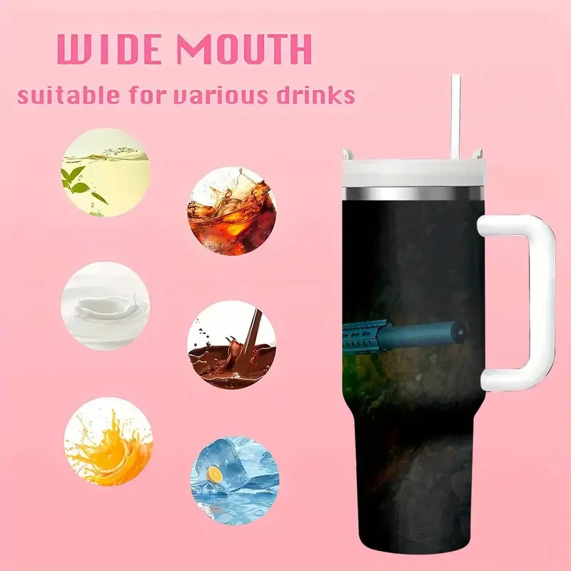 Botella de agua grande de acero inoxidable de 1,2 litros de Playerunknown's Battlegrounds, recipientes resistentes, vasos, artículos de verano, artículos esenciales de cocina, productos para el hogar y la cocina (BBB12293)