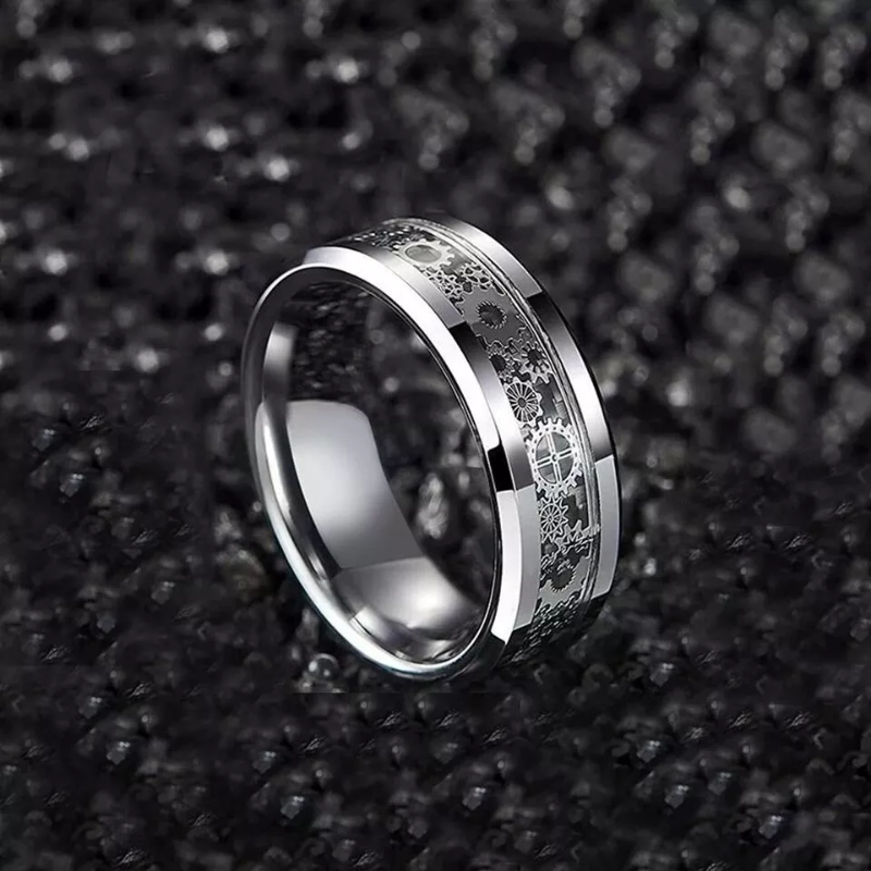 Nuevo anillo de acero inoxidable con diseño de rueda de engranaje Steampunk para hombre.