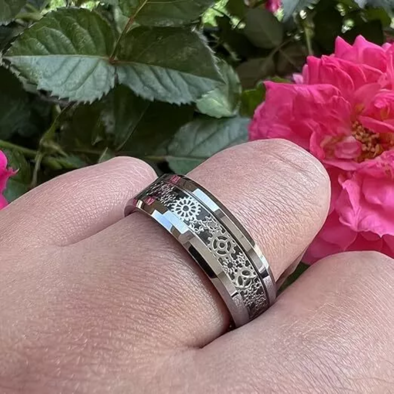Nuevo anillo de acero inoxidable con diseño de rueda de engranaje Steampunk para hombre.
